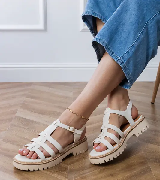 Gemre White gladiator sandals with buckle Dunara