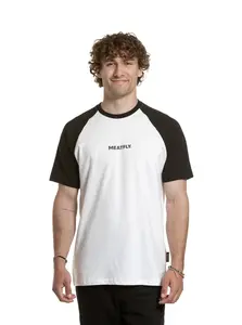 Meatfly pánské tričko Ozzy Raglan White / Black | Bílá | Velikost XXXL | 100% bavlna