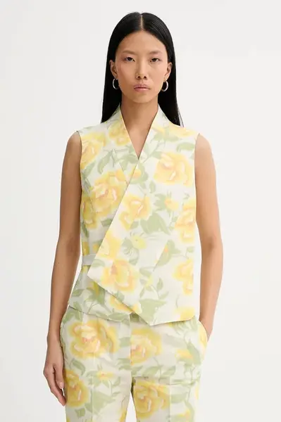 Vesta s příměsí lnu Kenzo žlutá barva, jednořadá, FF52GI0099O1.01