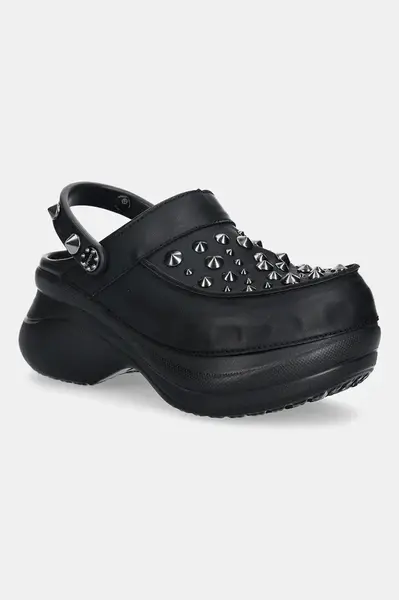 Pantofle Crocs Bae Studded Clog dámské, černá barva, na platformě, 211626