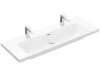 Villeroy & Boch Subway 3.0 - Dvojumyvadlo 130x48 cm, s přepadem, otvory pro baterie, CeramicPlus, Stone White 4A70D4RW