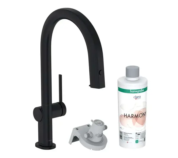 Hansgrohe Aqittura M91 - Dřezová baterie s výsuvnou koncovkou a filtrací, sBox, matná černá 76800670