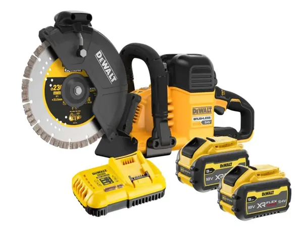 DeWALT Nářadí - 54V AKU rozbrušovací pila na beton 230 mm, 2x aku 9,0 Ah FLEXVOLT, nabíječka DCS691X2