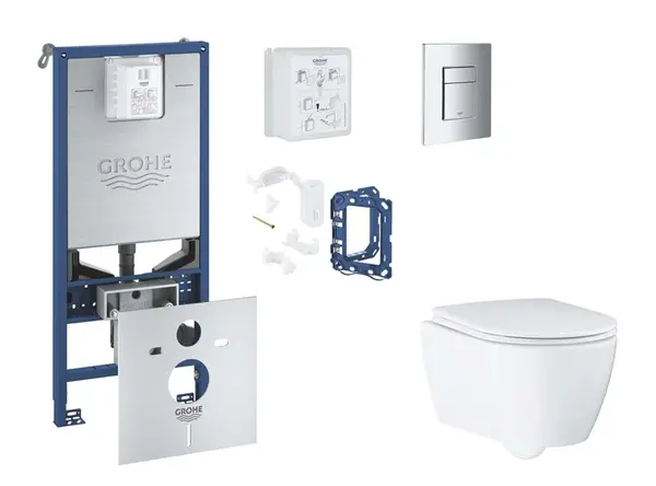 Grohe Rapid SLX - Set predstenovej inštalácie, klozetu, dosky SoftClose, tlačidla Skate Cosmopolitan a súpravy na vhadzovanie tabliet, chróm SANI11BB2