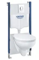 Grohe Solido - Set predstenovej inštalácie, klozetu Bau Ceramic a dosky softclose, tlačidlo Start, chróm 39419000