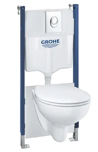 Grohe Solido - Set predstenovej inštalácie, klozetu Bau Ceramic a dosky softclose, tlačidlo Start, chróm 39419000