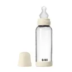 BIBS antikoliková sklenená fľaša so silikónovým cumlíkom 240ml - Ivory