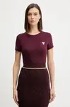Tričko Guess dámské, vínová barva, W2YI44 J1314