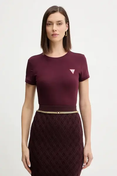 Tričko Guess dámské, vínová barva, W2YI44 J1314