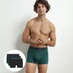 DIM COTTON STRETCH BOXER 3x - Pánske boxerky 3 ks - tmavo zelená - modrá - čierna