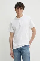 Bavlněné tričko Levi's SS HM HENLEY bílá barva, A8602