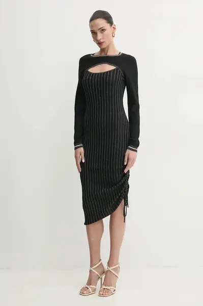 Šaty Liu Jo černá barva, midi, TA5037 MS014