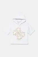 Dětská bavlněná mikina Guess bílá barva, s kapucí, s aplikací, J5GQ02 KA6R4
