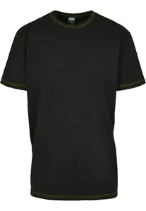 Heavy Oversized Contrast Stitch Tee černá/elektrická limetka