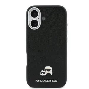 Zadní kryt Karl Lagerfeld PU Karl and Choupette Heads Pins MagSafe pro Apple iPhone 17, černá