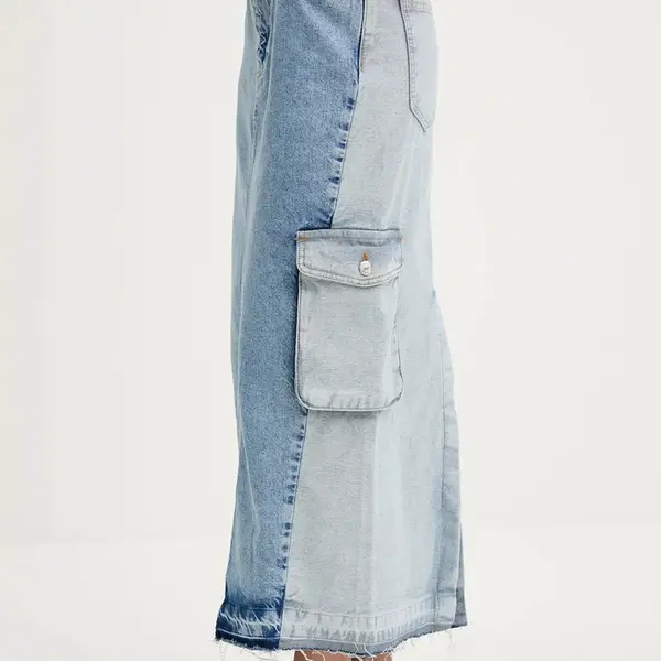 Džínová sukně Moschino Jeans modrá barva, maxi, pouzdrová, 0105 3719