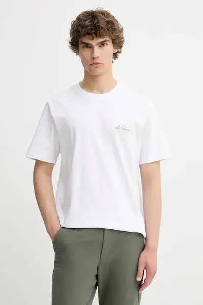 Bavlněné tričko Les Deux pánské, bílá barva, 1000218