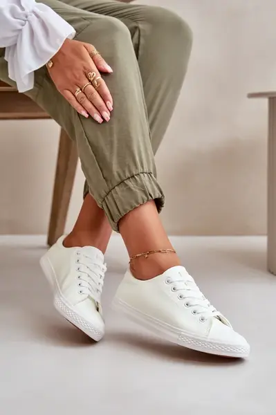 EVENTO Dámské kožené šněrovací klasické tenisky bílé Misima