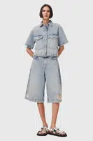 Džínové šortky AllSaints LOUIE dámské, modrá barva, high waist, W077EC