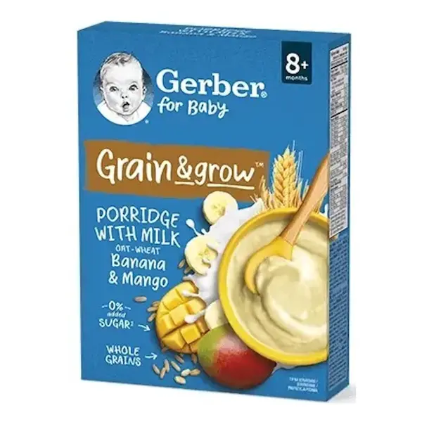 GERBER Mléčná kaše pšenično-ovesná mango banán 200 g 8m+