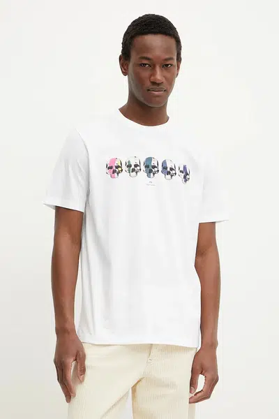 Bavlněné tričko PS Paul Smith bílá barva, s potiskem, M2R.011R.PP5129