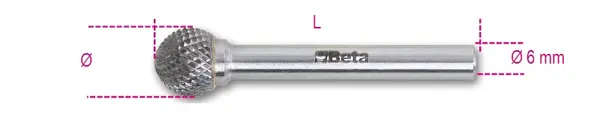 Beta tools Pilník rotační z karbidu, 426md/s9,5, kulový 9,5 x 8 x 53 mm, stopka 6mm