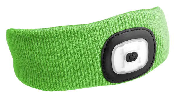 Čelenka s čelovkou 180 lm, nabíjecí USB, univerzální velikost, černá - SIXTOL Barva: fluorescentní zelená