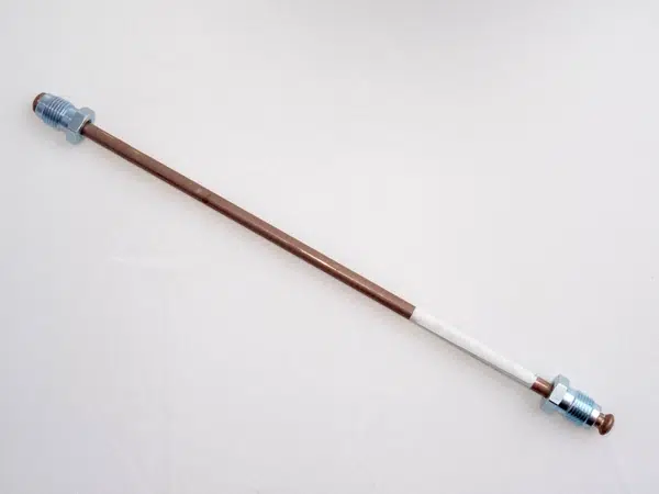 QUICK BRAKE Brzdová trubka 4,75 mm, délka 550 mm, s holendry typu F, zapertlovaná, měď/nikl Délka: 510 mm