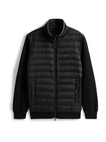 TOMMY HILFIGER Prechodná bunda 'Mixed Texture Intechno Zip-thru'  čierna