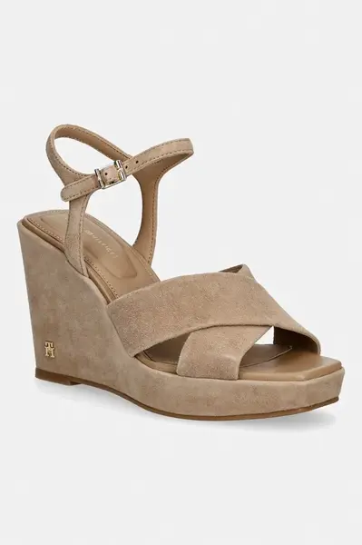 Tommy Hilfiger  Semišové sandále na platforme  SUEDE WRAPPED HIGH WEDGE