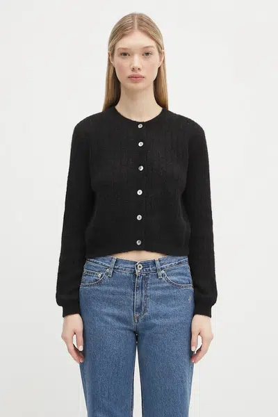 Svetr s příměsí vlny A.P.C. cardigan milo dámský, černá barva, lehký, WPABE.F22246