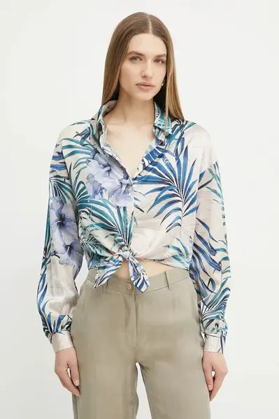 Košile Guess JUN dámská, béžová barva, relaxed, s klasickým límcem, W5GH0I WH9C2