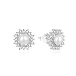 Beneto Stříbrné perlové náušnice se zirkony AGUP1323PL