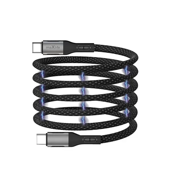 Maxlife magnetický kabel MXUC-11 USB-C - USB-C 1,0 m 100W, černý