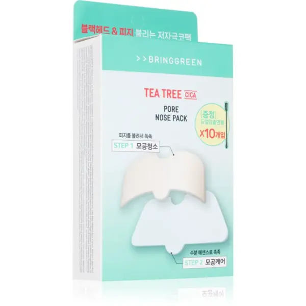 BRINGGREEN Tea Tree Cica Pore Nose Strip náplasti na problematickou pleť na nos 5 ks