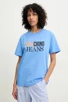 Bavlněné tričko Moschino Jeans modrá barva, 0712 3732