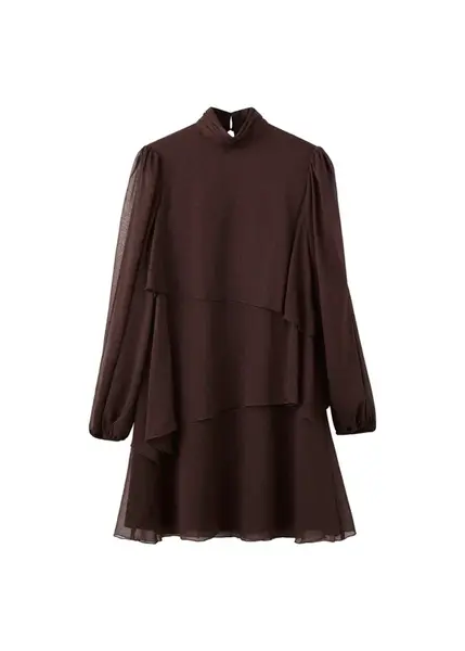 MANGO Šaty 'Lurdes'  tmavohnedá / čierna