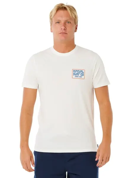 Rip curl pánské tričko Pacific Rinse Sunrise Bone | Bílá | Velikost M | 100% bavlna