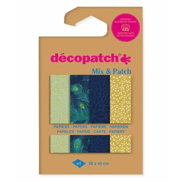 Papíry na dekupáž 4ks – Golden peacock