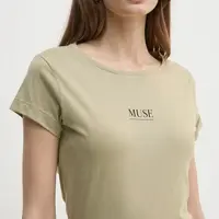 Bavlněné tričko Sisley zelená barva, 3I1XL106Q