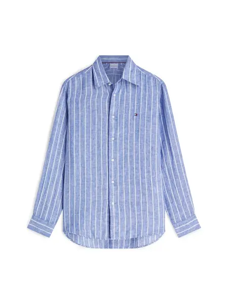 TOMMY HILFIGER Košeľa 'Regular Fit Textured Stripe Pure'  modrá / biela