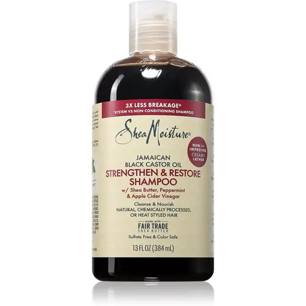 Shea Moisture Jamaican Black Castor Oil Strengthen & Restore posilňujúci šampón pre kučeravé vlasy 384 ml