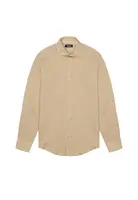 Pánska béžová košeľa z bavlny a ľanu