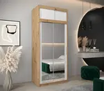 Šatní skříň Abi T3 s nástavcem Barva korpusu: Černá, Rozměry: 200 cm, Dveře: Dub-Artisan