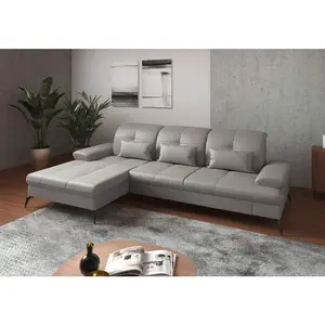 Sit & More ROHOVÁ SEDAČKA, kůže, světle šedá