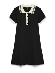 VERO MODA Pletené šaty 'VMFrancie'  čierna / biela