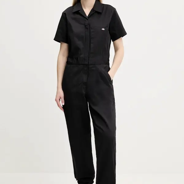 Bavlněná kombinéza Dickies černá barva, s límečkem, DK0A862UBLK1