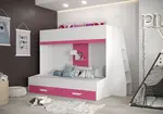 Dětský pokoj Party 17a s volbou barvy ploch -  2 postele a příkré schody Barva korpusu: Bílá, Dveře: Růžová