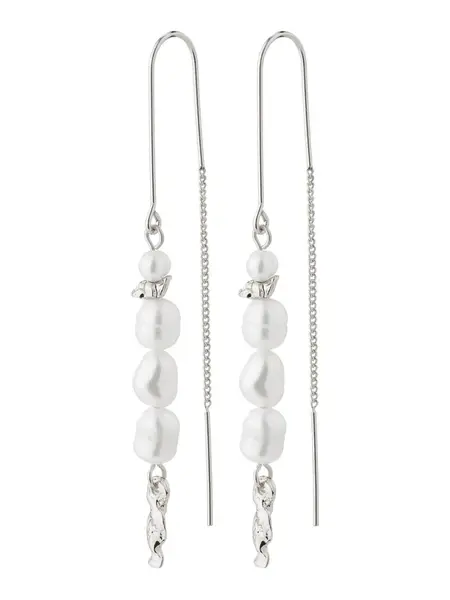 Pilgrim Náušnice 'BERTHE'  strieborná / perlovo biela