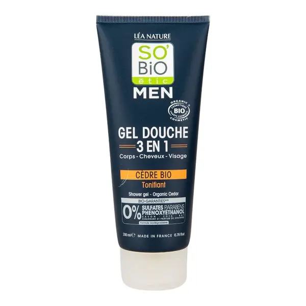 SO’BiO étic Men Sprchový gel 3v1 Tonizující cedr BIO 200 ml